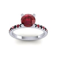 Ruby Ring In Palladium With Black Onyx Laska Round Classic Ring