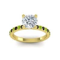 Lab Diamond Ring In 18k Yellow Gold With Black Onyx And Peridot Laska Round Classic Ring