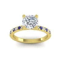 Lab Diamond Ring In 18k Yellow Gold With Blue Sapphire Laska Round Classic Ring