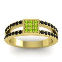 Peridot Fashion Ring In 14k Yellow Gold With Black Onyx – Peta Simple Ring