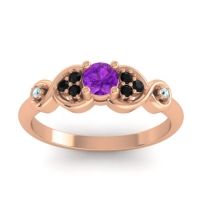 Amethyst Fashion Ring In 18K Rose Gold With Black Onyx And Aquamarine – Serpa Dainty Ring