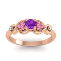 Amethyst Fashion Ring In 18K Rose Gold With Pink Tourmaline And Aquamarine – Serpa Dainty Ring