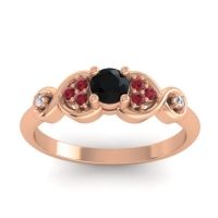 Black Onyx Fashion Ring In 14K Rose Gold With Ruby And Lab Diamond – Serpa Dainty Ring