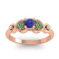 Blue Sapphire Fashion Ring In 18K Rose Gold With Emerald And Aquamarine – Serpa Dainty Ring