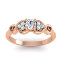 Diamond Fashion Ring In 14K Rose Gold With Aquamarine And Garnet – Serpa Dainty Ring