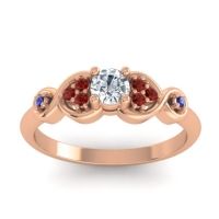 Diamond Fashion Ring In 14K Rose Gold With Garnet And Blue Sapphire – Serpa Dainty Ring