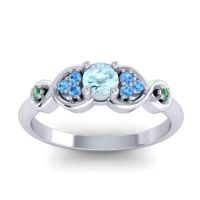 Aquamarine Fashion Ring In 14k White Gold With Swiss Blue Topaz And Emerald – Serpa Dainty Ring