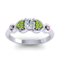 Diamond Fashion Ring In 14k White Gold With Peridot And Pink Tourmaline – Serpa Dainty Ring