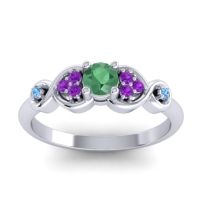 Emerald Fashion Ring In 14k White Gold With Amethyst And Swiss Blue Topaz – Serpa Dainty Ring