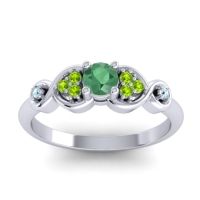 Emerald Fashion Ring In 14k White Gold With Peridot And Aquamarine – Serpa Dainty Ring
