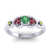 Emerald Fashion Ring In 14k White Gold With Ruby And Peridot – Serpa Dainty Ring