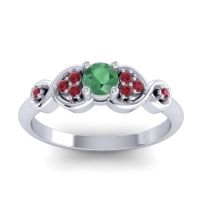 Emerald Fashion Ring In 14k White Gold With Ruby – Serpa Dainty Ring