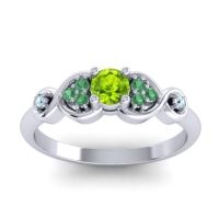 Peridot Fashion Ring In 14k White Gold With Emerald And Aquamarine – Serpa Dainty Ring