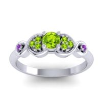 Peridot Fashion Ring In 14k White Gold With Amethyst – Serpa Dainty Ring