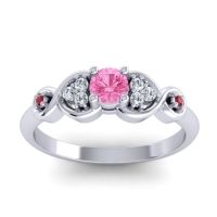 Pink Tourmaline Fashion Ring In 14k White Gold With Lab Diamond And Ruby – Serpa Dainty Ring