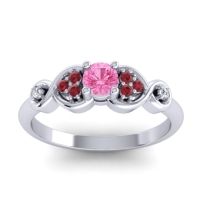 Pink Tourmaline Fashion Ring In 14k White Gold With Ruby And Lab Diamond – Serpa Dainty Ring