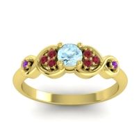 Aquamarine Fashion Ring In 14k Yellow Gold With Ruby And Amethyst – Serpa Dainty Ring