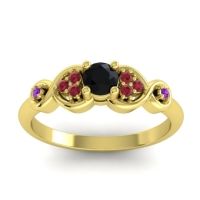 Black Onyx Fashion Ring In 14k Yellow Gold With Ruby And Amethyst – Serpa Dainty Ring