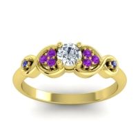 Diamond Fashion Ring In 18k Yellow Gold With Amethyst And Blue Sapphire – Serpa Dainty Ring