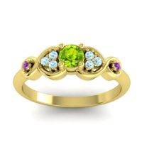 Peridot Fashion Ring In 14k Yellow Gold With Aquamarine And Amethyst – Serpa Dainty Ring