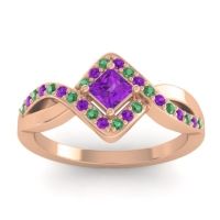 Amethyst Fashion Ring In 18K Rose Gold With Emerald – Bhrami Dainty Ring