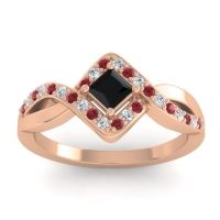 Black Onyx Fashion Ring In 14K Rose Gold With Ruby And Lab Diamond – Bhrami Dainty Ring