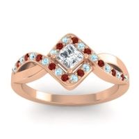 Diamond Fashion Ring In 14K Rose Gold With Aquamarine And Garnet – Bhrami Dainty Ring