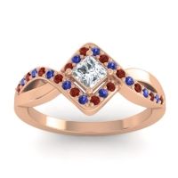 Diamond Fashion Ring In 14K Rose Gold With Garnet And Blue Sapphire – Bhrami Dainty Ring
