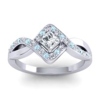 Lab Diamond Fashion Ring In 14k White Gold With Aquamarine – Bhrami Dainty Ring