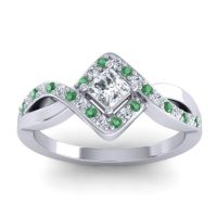 Lab Diamond Fashion Ring In 14k White Gold With Emerald And Diamond – Bhrami Dainty Ring