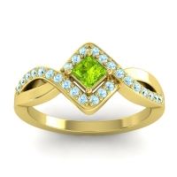 Peridot Fashion Ring In 18k Yellow Gold With Aquamarine – Bhrami Dainty Ring