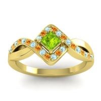 Peridot Fashion Ring In 18k Yellow Gold With Aquamarine And Citrine – Bhrami Dainty Ring