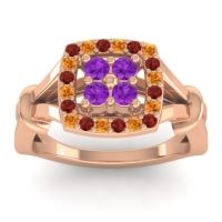 Amethyst Fashion Ring In 14K Rose Gold With Garnet And Citrine – Pattaka Simple Ring