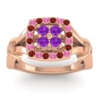 Amethyst Fashion Ring In 14K Rose Gold With Pink Tourmaline And Garnet – Pattaka Simple Ring