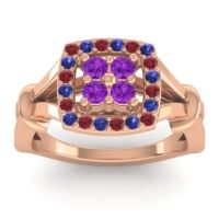Amethyst Fashion Ring In 14K Rose Gold With Ruby And Blue Sapphire – Pattaka Simple Ring
