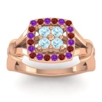 Aquamarine Fashion Ring In 14K Rose Gold With Amethyst And Garnet – Pattaka Simple Ring