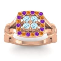 Aquamarine Fashion Ring In 14K Rose Gold With Citrine And Amethyst – Pattaka Simple Ring