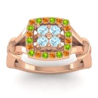 Aquamarine Fashion Ring In 14K Rose Gold With Citrine And Peridot – Pattaka Simple Ring
