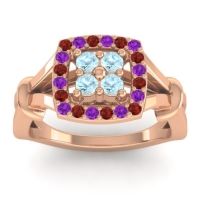 Aquamarine Fashion Ring In 14K Rose Gold With Garnet And Amethyst – Pattaka Simple Ring