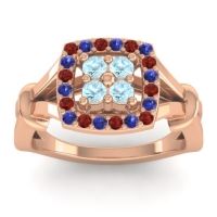 Aquamarine Fashion Ring In 14K Rose Gold With Garnet And Blue Sapphire – Pattaka Simple Ring