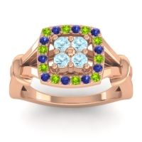 Aquamarine Fashion Ring In 14K Rose Gold With Peridot And Blue Sapphire – Pattaka Simple Ring