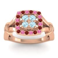 Aquamarine Fashion Ring In 14K Rose Gold With Pink Tourmaline And Garnet – Pattaka Simple Ring