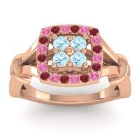 Aquamarine Fashion Ring In 14K Rose Gold With Pink Tourmaline And Ruby – Pattaka Simple Ring