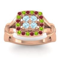 Aquamarine Fashion Ring In 14K Rose Gold With Ruby And Peridot – Pattaka Simple Ring