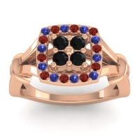 Black Onyx Fashion Ring In 14K Rose Gold With Blue Sapphire And Garnet – Pattaka Simple Ring