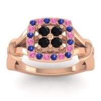 Black Onyx Fashion Ring In 14K Rose Gold With Blue Sapphire And Pink Tourmaline – Pattaka Simple Ring