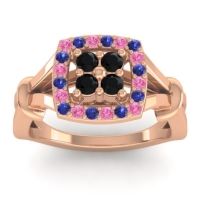Black Onyx Fashion Ring In 14K Rose Gold With Pink Tourmaline And Blue Sapphire – Pattaka Simple Ring