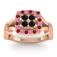 Black Onyx Fashion Ring In 14K Rose Gold With Pink Tourmaline And Garnet – Pattaka Simple Ring