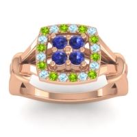 Blue Sapphire Fashion Ring In 14K Rose Gold With Peridot And Aquamarine – Pattaka Simple Ring