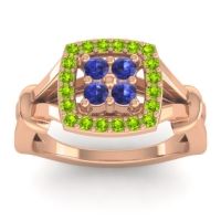 Blue Sapphire Fashion Ring In 14K Rose Gold With Peridot – Pattaka Simple Ring